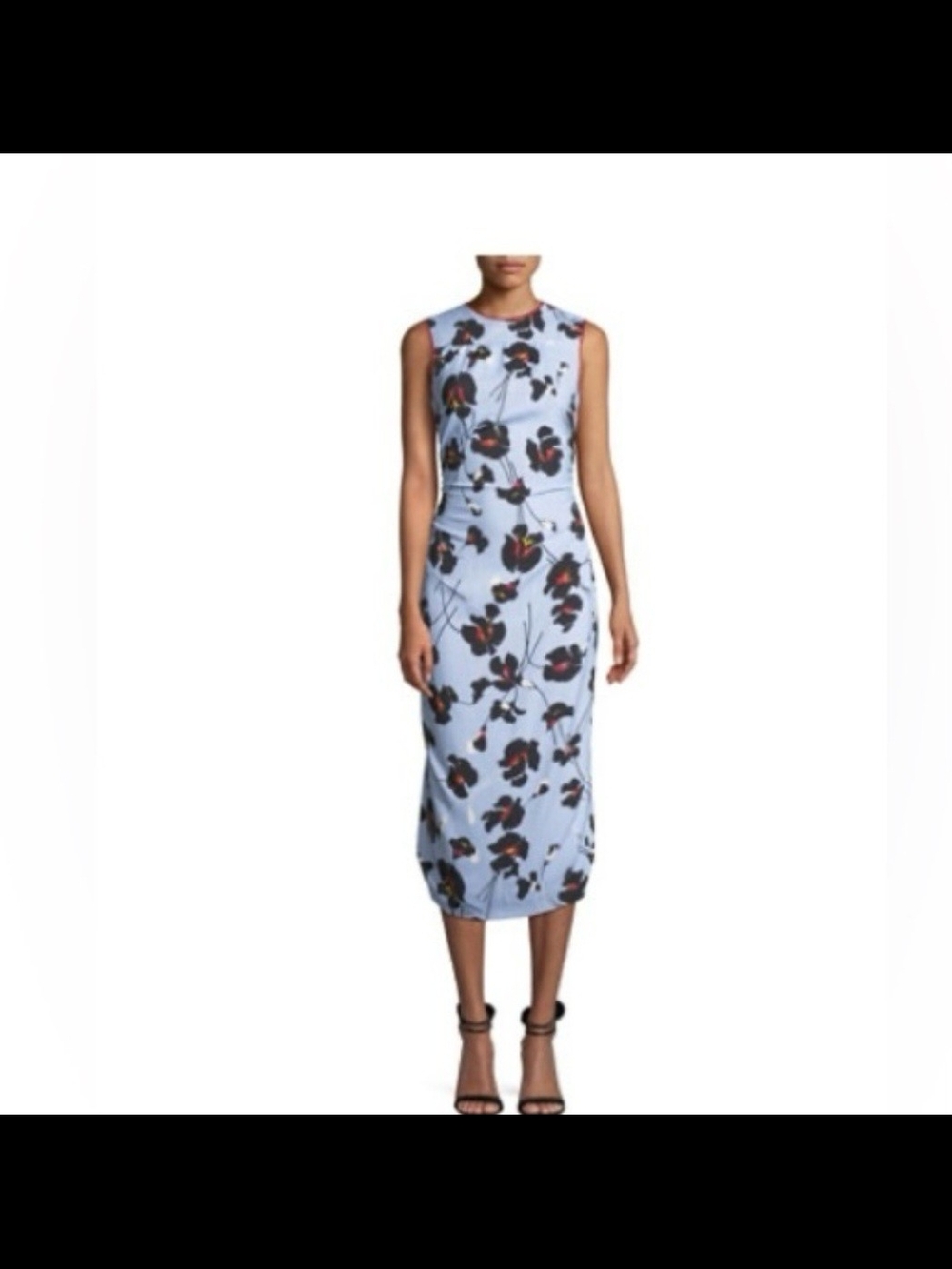 N°21 Sleeveless Light Blue Floral Midi Dress